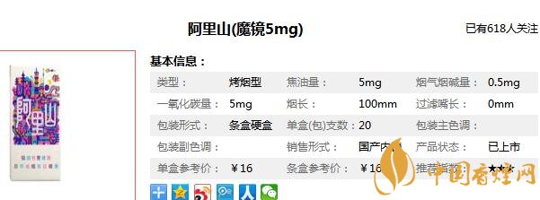 阿里山白魔镜多少钱一包 阿里山白魔镜香烟价格图片