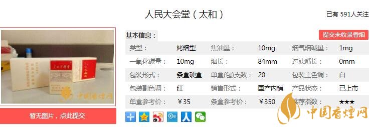 人民大会堂太和香烟价格 首款数字智能配方卷烟